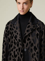 Single-breasted spotted velvet coat - Black