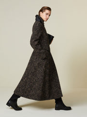Boutonné·fabric redingote coat - Black