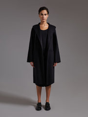 Midi cashmere cardigan coat - Black