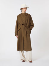 Water-repellent wool gabardine duster coat - Brown