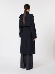 Water-repellent wool gabardine trench coat - Ultramarine
