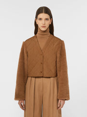 2-in-1 cropped gilet in Teddy fabric - Camel