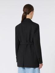 Belted woollen cloth blazer - Black