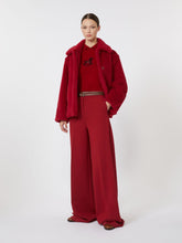 Cropped Teddy coat in alpaca and wool - Red
