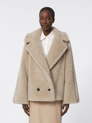 Alpaca and cashmere Teddy fabric coat - Sand