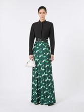 Long printed silk skirt - Emerald