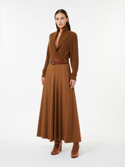 A-line camel skirt - Tobacco