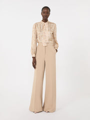 Printed silk pussy-bow shirt - Albino