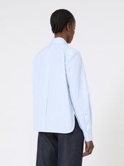 Striped poplin shirt - Light blue