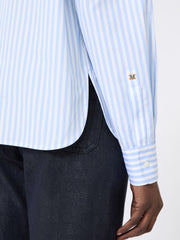 Striped poplin shirt - Light blue
