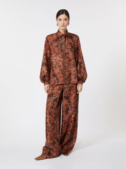 Relaxed-fit printed silk shirt - Terra cotta