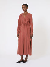 Washed silk canvas dress - Terra cotta