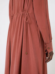 Washed silk canvas dress - Terra cotta