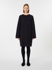 Viscose and wool yarn dress - Navy