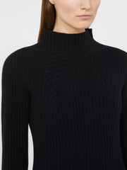 Wool and cashmere slim-fit dress - Black