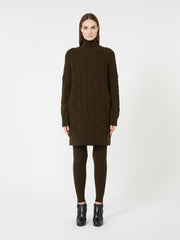 Wool and cashmere cable-knit dress - Moss green