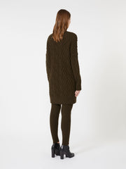 Wool and cashmere cable-knit dress - Moss green
