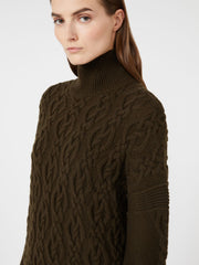 Wool and cashmere cable-knit dress - Moss green