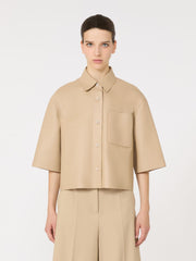 Nappa leather cropped jacket - Sand