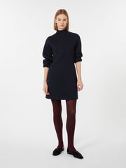 Dress in double-faced wool and cotton jersey - Ultramarine