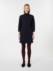 Dress in double-faced wool and cotton jersey - Ultramarine