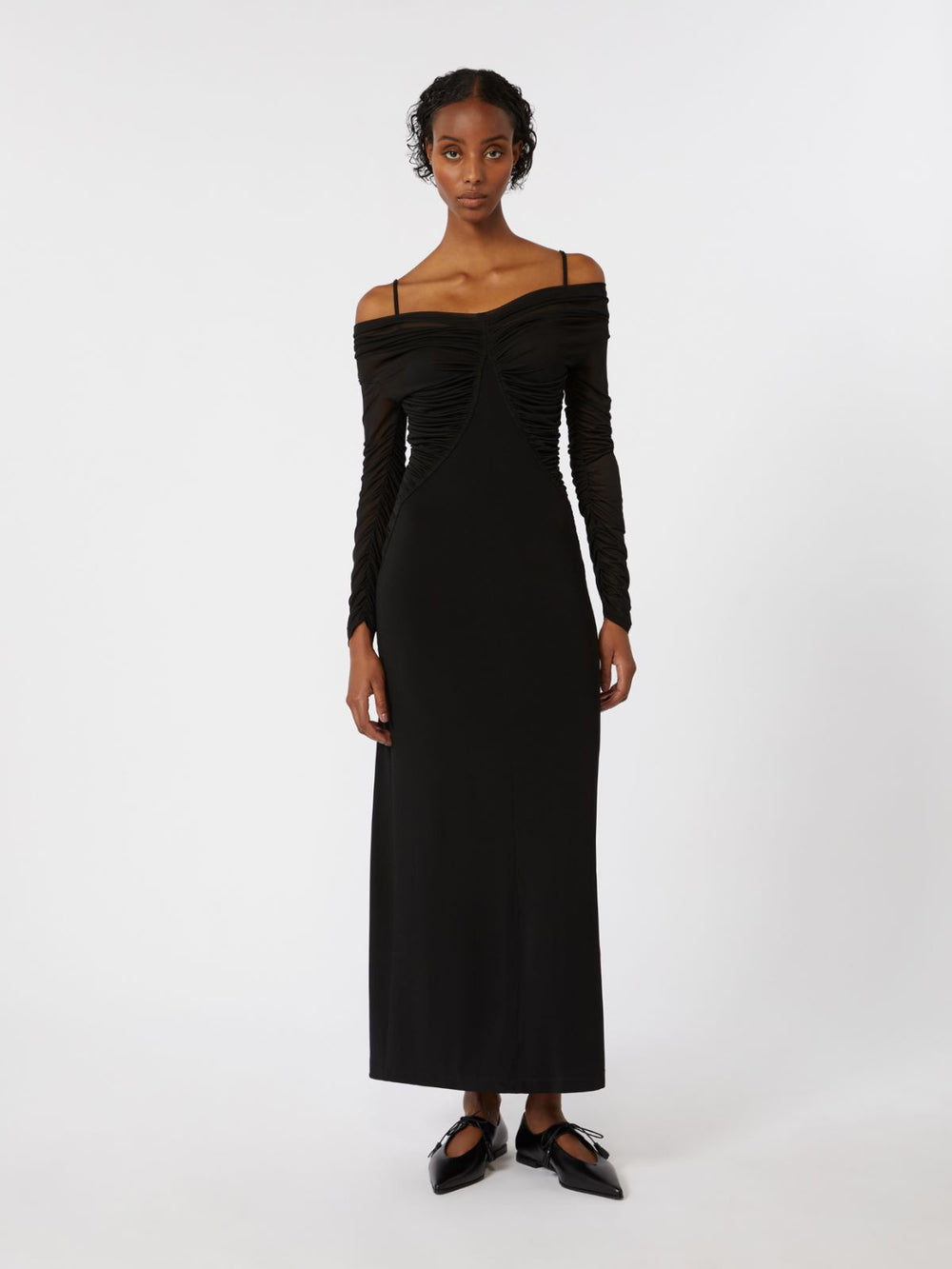 Long flowing jersey dress - Black