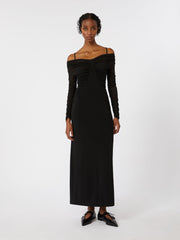 Long flowing jersey dress - Black