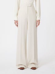 Wool piqué trousers - Ivory