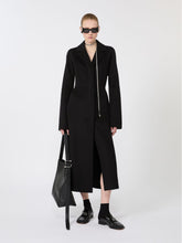 Slim-fit long wool coat - Black