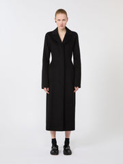 Slim-fit long wool coat - Black