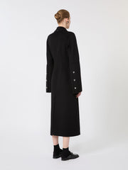 Slim-fit long wool coat - Black