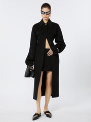 Slim-fit wool coat - Black