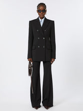 Double-breasted wool tailored blazer - Black