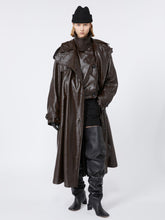 Short trench coat with patent leather effect - RUNWAY - Coffee