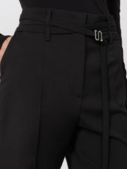 Flared stretch woollen cloth trousers - Black