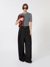 Wide-fit stretch wool trousers - Black