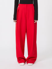 Pleated stretch wool trousers - Red