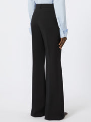 Flared stretch wool trousers - Black
