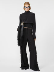Button-up wool trousers - Black