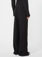 Button-up wool trousers - Black