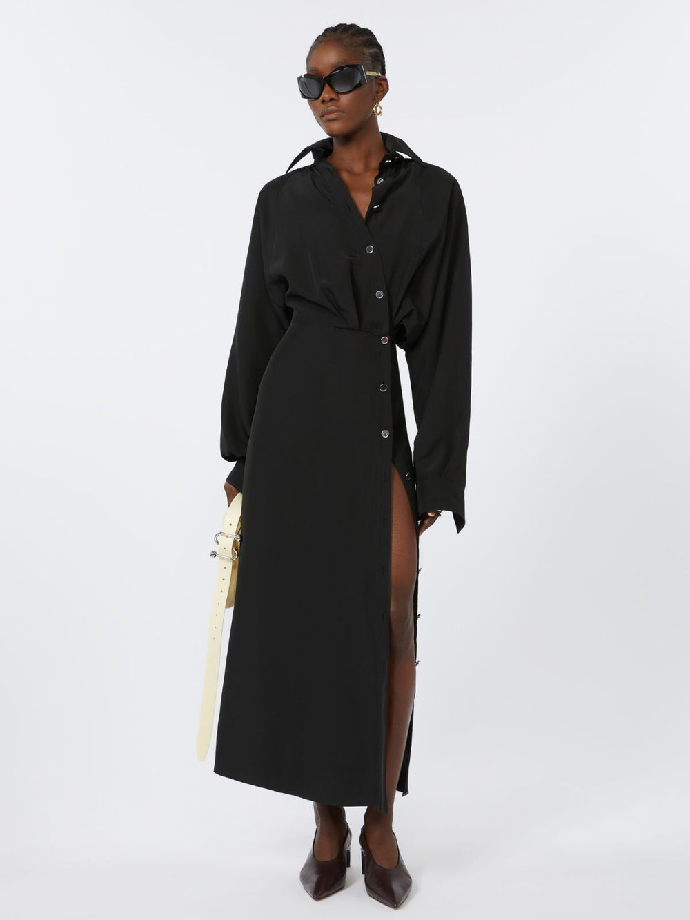 Asymmetrical shirt dress - Black