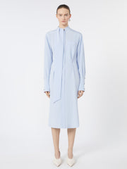 Shirt silk dress with scarf - Sky blue
