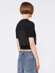 Bi-material short-sleeved jumper - Black