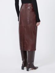 Midi leather skirt - Bordeaux
