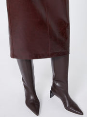 Midi leather skirt - Bordeaux