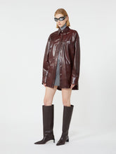Oversized nappa leather shirt - Bordeaux