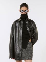 Oversized nappa leather shirt - Black