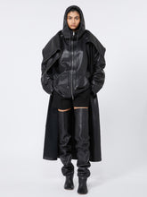 Leather hoodie - RUNWAY - Black
