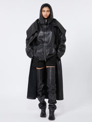 Leather hoodie - RUNWAY - Black