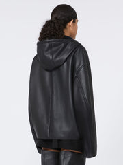 Leather hoodie - RUNWAY - Black